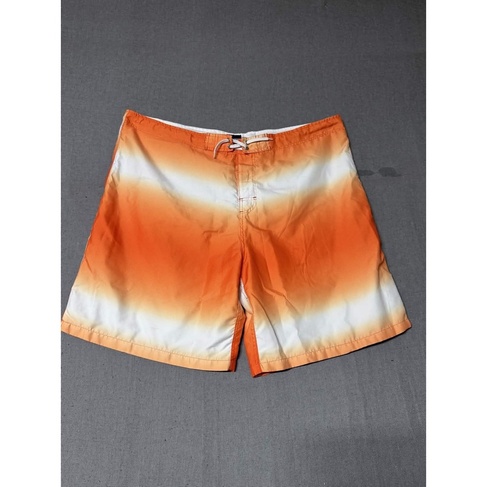 Joe Boxer Men's Swim Trunks Board Shorts XXL Orange White Ombre Gradient